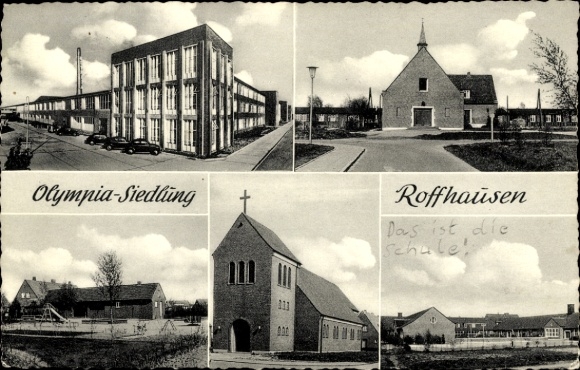 Postcard Roffhausen Schortens Friesland, Olympia settlement, church