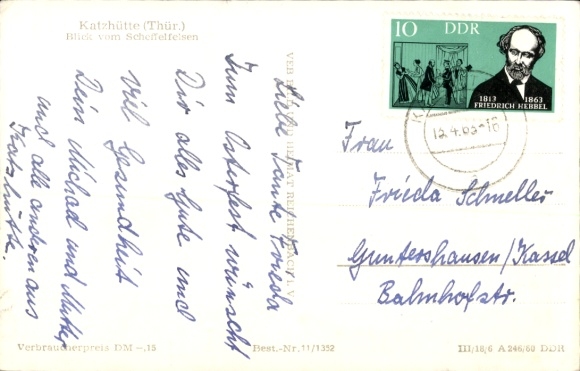 Postcard Katzhütte in the Schwarzatal, view from the Scheffelfelsen