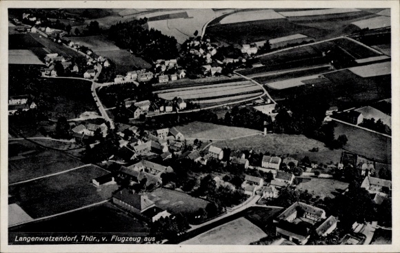 Ak Langenwetzendorf in Thüringen, Fliegeraufnahme