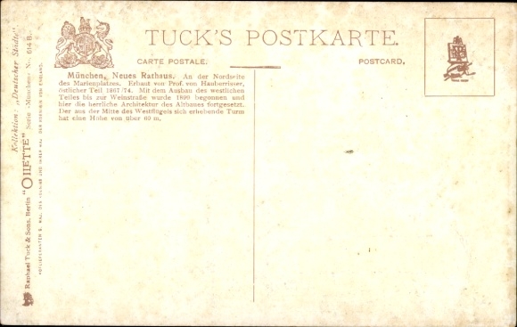 Artist Postcard Flower, Charles, Munich Bavaria, New Town Hall