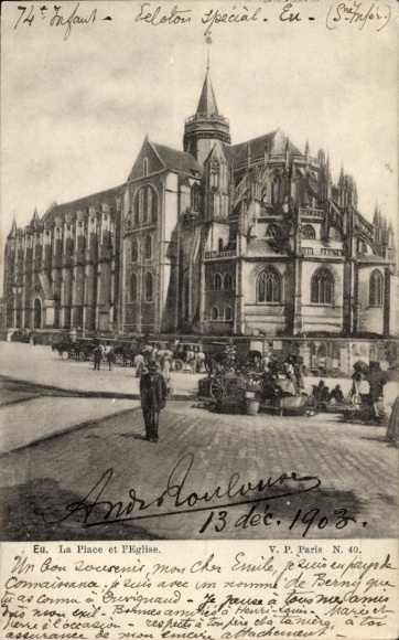 PC Eu Seine Maritime, Historic Building, Church, People on the Street