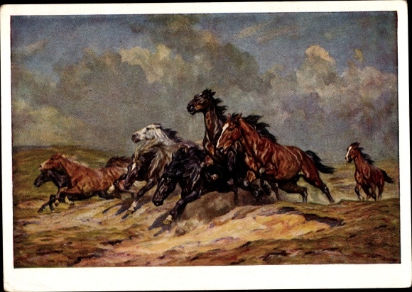 Artist PC Roloff, Alfred, HDK No. 153, fleeing horses