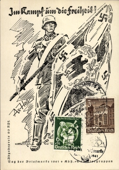 Künstler Ak Axster Heudtlaß, Im Kampf um die Freiheit, Tag der Briefmarke 1941, KdF