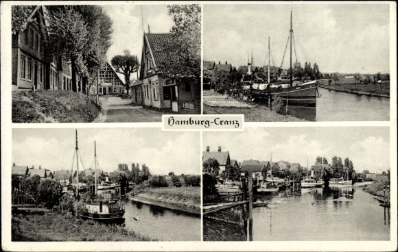 KP Hamburg Harburg Cranz, częściowe widoki terenu, obiekty portowe