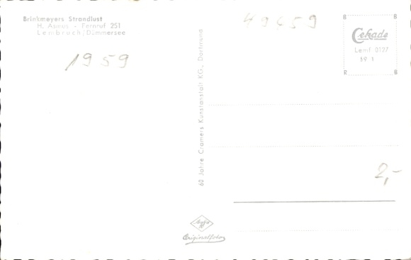 Postcard Lembruch am Dümmersee, Brinkmeyers Strandlust