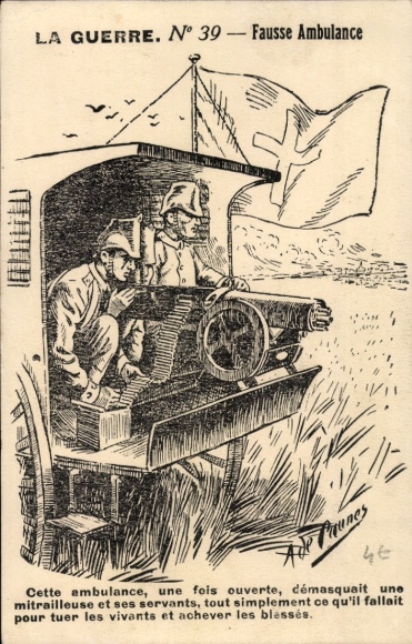Artist Postcard Fausse Ambulance, I. WK