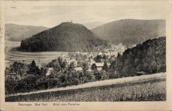 Postcard Bad Thal Ruhla in Thuringia, total view, view from paradise