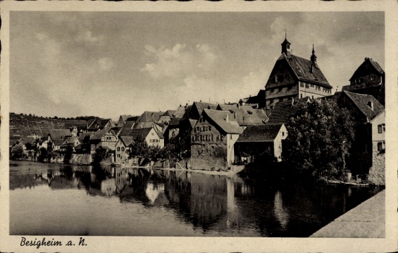 Postcard Besigheim in the district of Ludwigsburg, panoramic view from the water