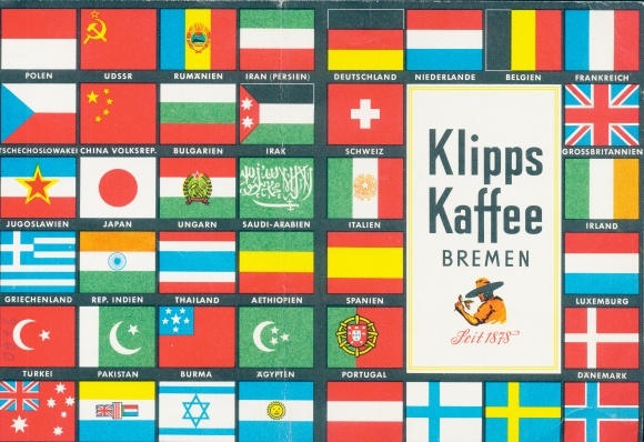 Timetable Klipps Kaffee Bremen, country flags around 1960