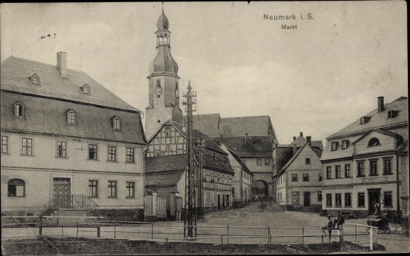 PC Neumark in Saxony, market, church