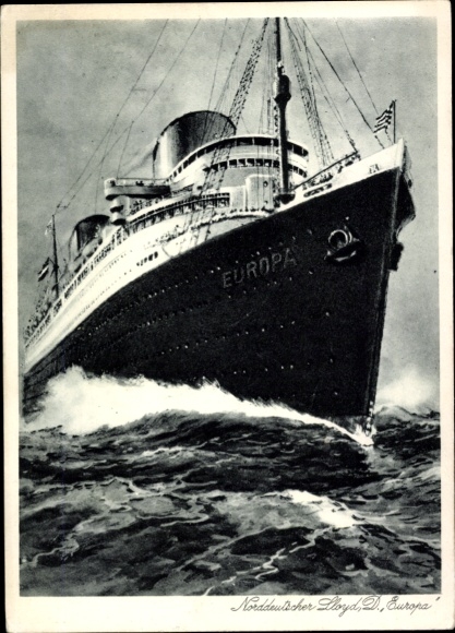Ak Dampfer Europa, Norddeutscher Lloyd Bremen, Vierschraubenturbinenschnelldampfer
