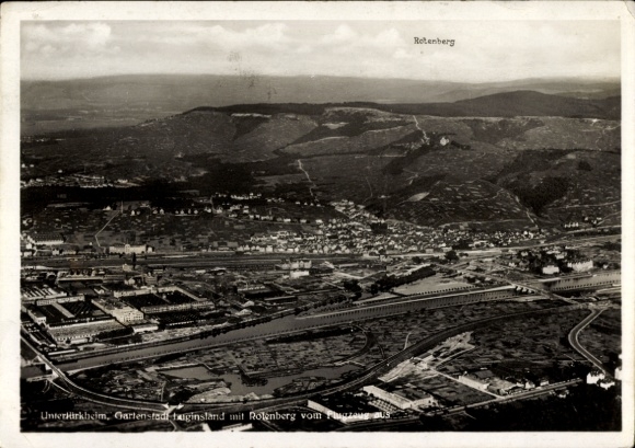 Postcard Untertürkheim Stuttgart in Württemberg, aerial photograph, Rotenberg