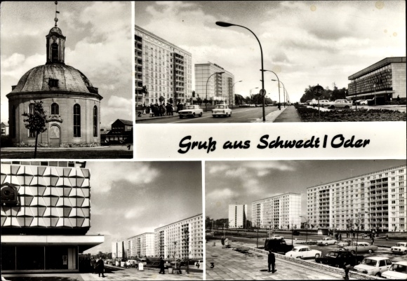 Ak Schwedt an der Oder, Französische Kapelle, Leninallee