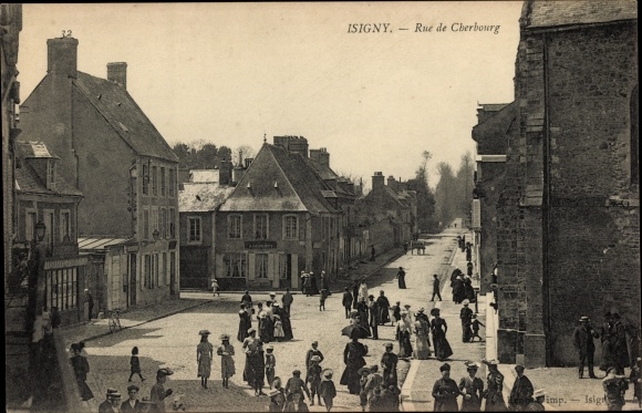 Ak Isigny Calvados, Rue de Cherbourg