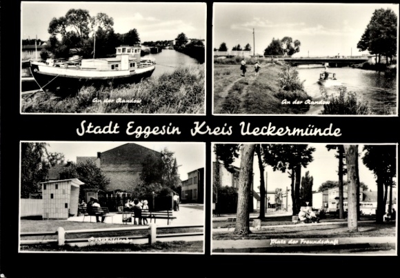 Postcard Eggesin in Western Pomerania, An der Randow, Friendship Square, Bahnhofstrasse