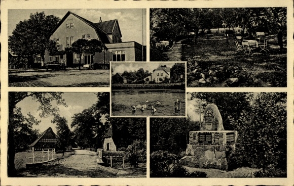 Postcard Axstedt Lower Saxony, Gasthaus zur Linde, accommodation, shady garden, playground