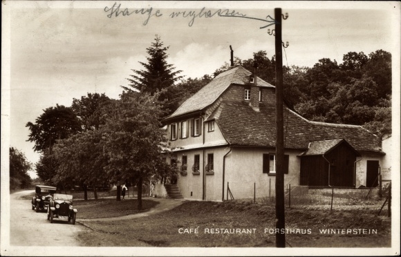 Postcard Winterstein Ober Mörlen, Café-Restaurant Forsthaus