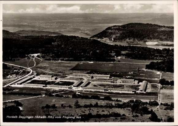 Postcard Deggingen in Württemberg, aerial photograph