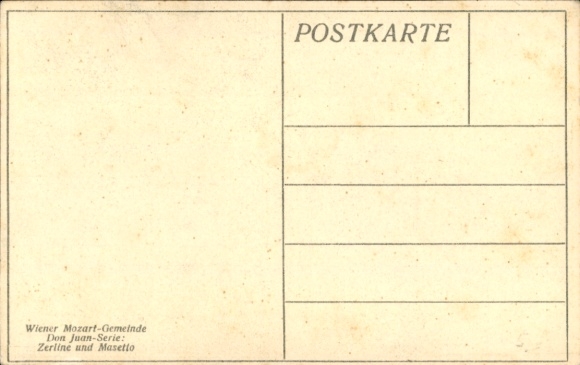 Artist Postcard Opera Scene, Vienna Mozart Community, Don Juan Series, Zerline and Mazetto