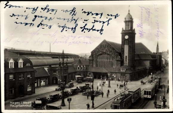 Ak Hagen im Bremischen, Hauptbahnhof, Außenansicht