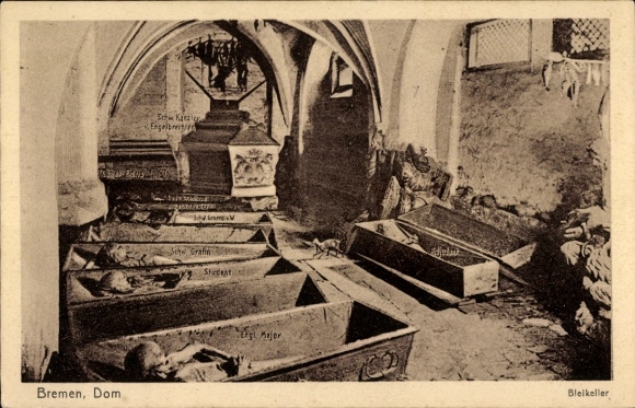 PC Bremen, cathedral, lead cellar with coffins, English. Major, Swedish countess, student