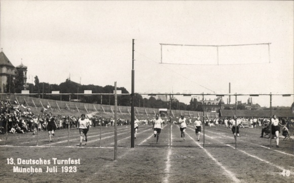 Photo Postcard 13th German Gymnastics Festival Munich July 1923, 100-meter women's race