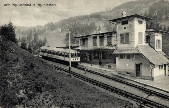 Postcard Arth Canton of Schwyz, Rigi-Bahnhof, Rigi-Klösterli
