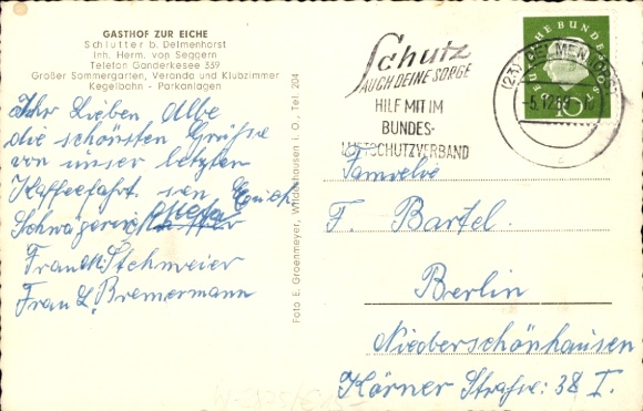 Postcard Schlutter Ganderkesee near Delmenhorst Lower Saxony, Gasthof Zur Eiche