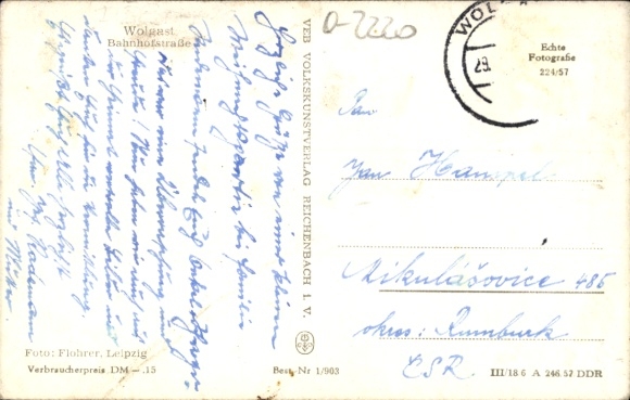 Postcard Wolgast in Mecklenburg Vorpommern, Bahnhofstraße, shoe shop, hotel