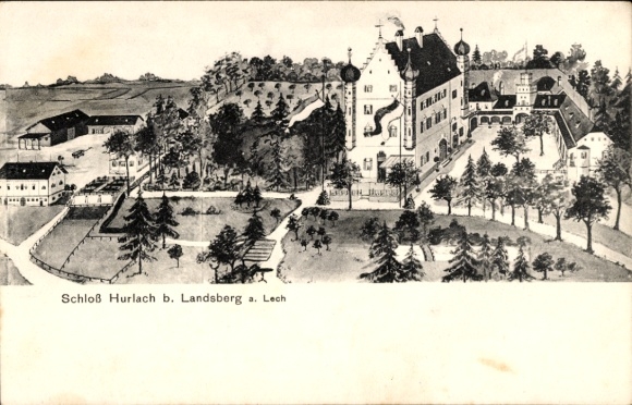 Postcard Hurlach in Upper Bavaria, Castle