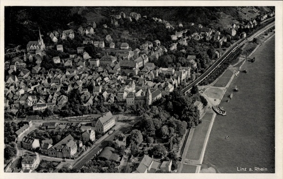 Postcard Linz am Rhein, aerial photograph