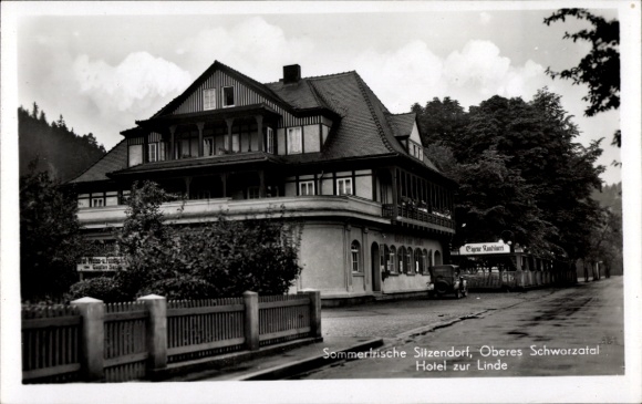 Ak Oberes Erlitztal Region Königgrätz, Hotel zur Linde, Sommerfrische Sitzendorf, Oberes Schwarza