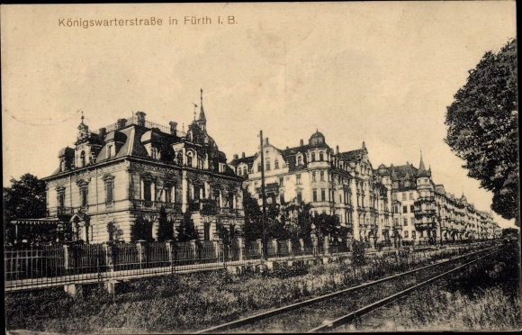 Ak Fürth in Mittelfranken Bayern, Königswarter Straße, Bahnstrecke