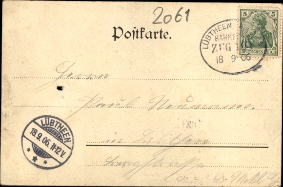 Postcard Alt Jabel Vielank in Mecklenburg, church, department store