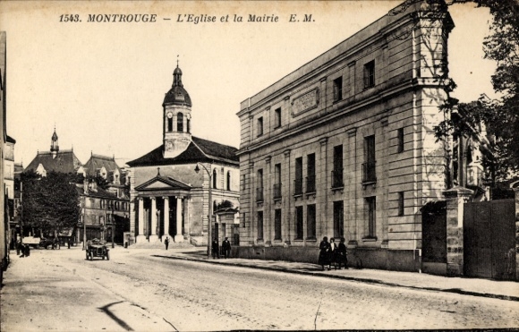 Postcard Montrouge Hauts de Seine, L'Eglise et la Mairie
