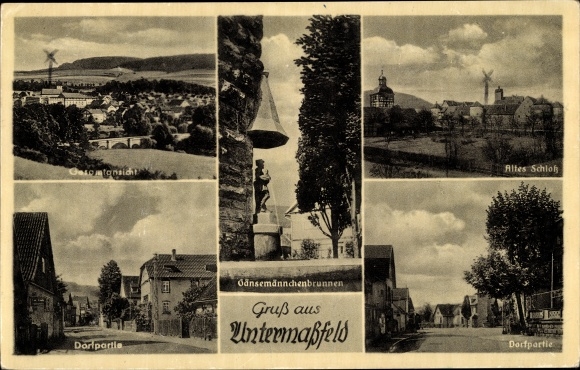 KP Untermaßfeld, zamek, ulice, fontanna-gęsi człowiek