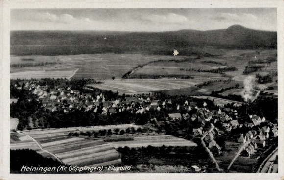 Postcard Heiningen in the Swabian Alb, aerial photograph