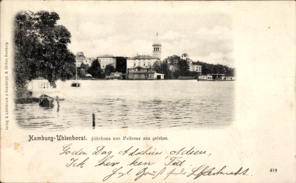 Postcard Hamburg Nord Uhlenhorst, ferry house seen from Bellevue