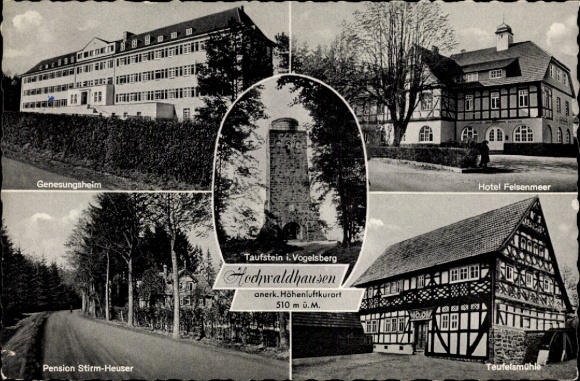 Postcard Hochwaldhausen Ilbeshausen Grebenhain Hessen, baptismal font in Vogelsberg, convalescent home
