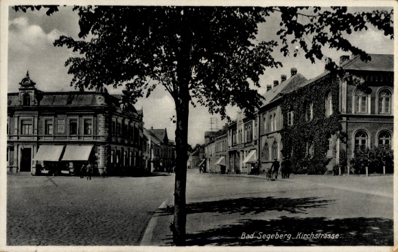Postcard Bad Segeberg in Holstein, city view, Kirchstraße, architecture, trees