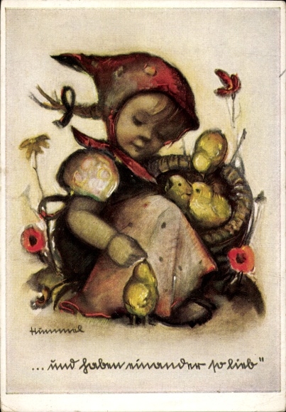 Kunstenaar Ak Hummel, Berta, En hou zoveel van elkaar, Meisje, Kuiken