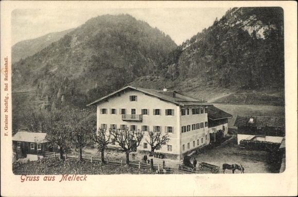 Postcard Melleck Schneizlreuth Oberbayern, view of a farm