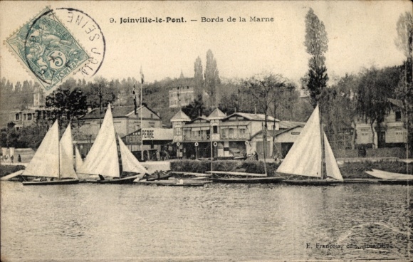 Ak Joinville le Pont Val de Marne, Bords de la Marne, Segelschboote