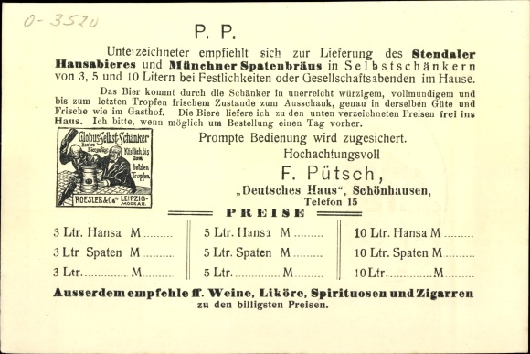 Postcard Schönhausen Elbe, Gasthof Deutsches Haus, Fr. Pütsch