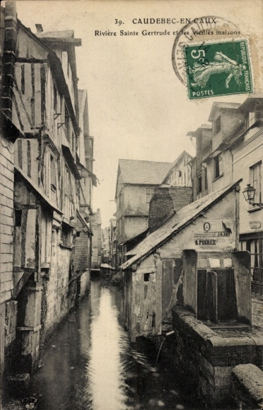 Ak Caudebec en Caux Seine Maritime, Riviere Sainte Gertrude et les vieilles maisons