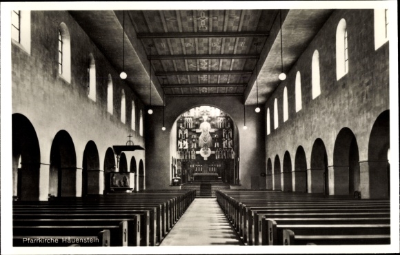 Postcard Hauenstein in the Southwest Palatinate, interior of the parish church