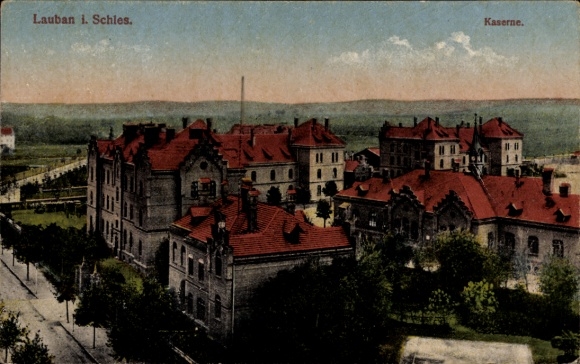 Postcard Lubań Lauban Silesia, barracks