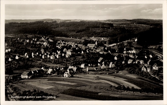 Postcard Rechberghausen in Baden Württemberg, aerial view of many houses, rural landscape