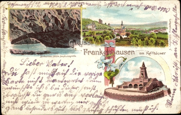 Litho Bad Frankenhausen am Kyffhäuser Thüringen, Barbarossa Höhle, Kyffhäuser Denkmal