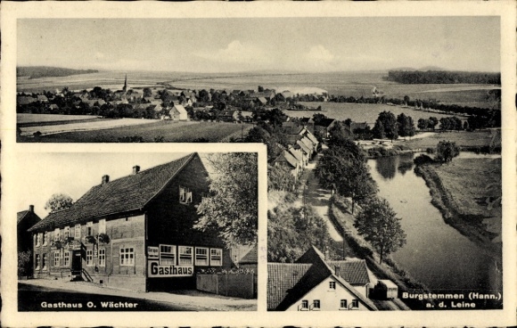 Postcard Burgstemmen Nordstemmen near Hildesheim, Gasthaus Otto Wächter, general view